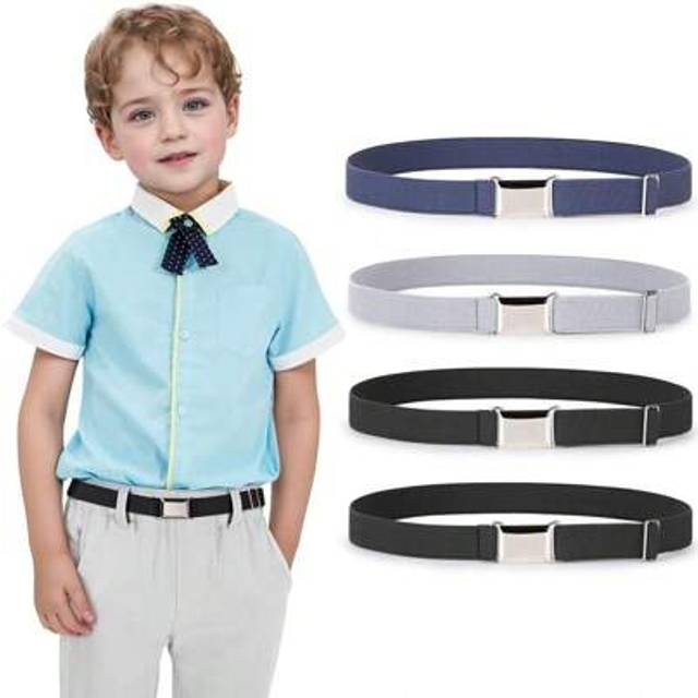 SHEIN Kids Toddler Belt Elastic Stretch Adjustable Belt For Boys And Girls With Silver Square Buckle