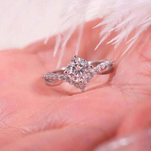 SHEIN Unique Design Luxury S925 Sterling Silver Crossed Diamond Engagement Ring, Suitable For Engagement, Wedding, Party, Daily Wear, Gift For Bride, Jewelr