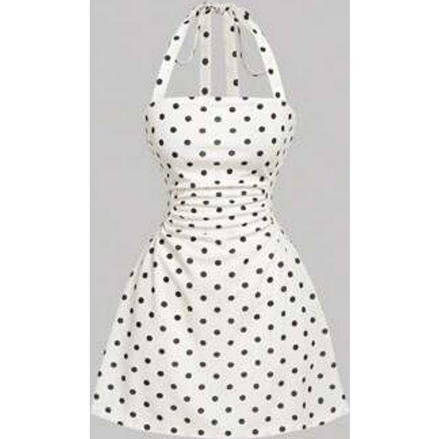SHEIN Polka Dot Pattern Women&#39;s Halter Mini Dress,Summer Dress, Cute Dress,Graduation Dresses ,Music Festivals,Prom Dress,Vacation Outfits Woman