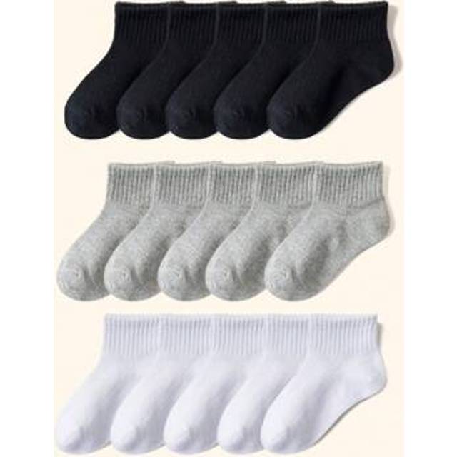 SHEIN 15 Pairs Baby & Toddler Socks, Classic Stripe, Black/White/Gray, Breathable, Soft, Comfortable, Fashionable, Suitable For Daily Life, Holiday Gifts, B