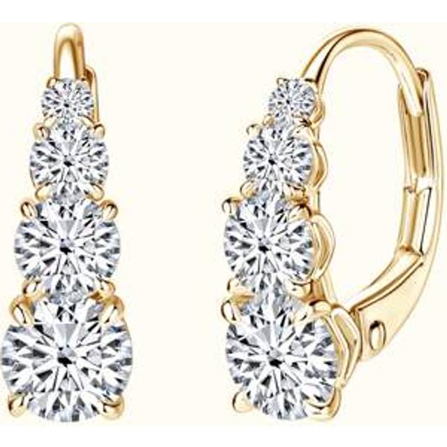 SHEIN 1 Pair 925 Sterling Silver 5mm&4mm&3mm&2mm Round Moissanite Earrings Women&#39;s Bridal Jewelry Hoop Clip Earrings Wedding Gift Earrings With GRA Certific
