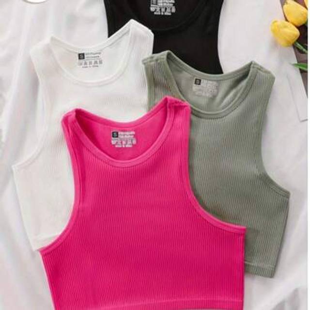 SHEIN 4pcs Women&#39;s Short Sleeveless Sports Tanks - Breathable Seamless Knit Activewear, Non-Padded, Relaxed Fit, Sexy