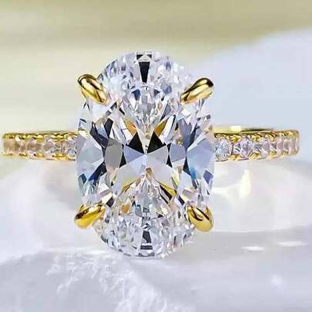 SHEIN 1pc 4.5 Carat Gorgeous Ellipse Colorless Moissanite Diamond Engagement Ring Fine Wedding Jewelry For Women Wedding Ring Bridal Jewelry For Promise Rin