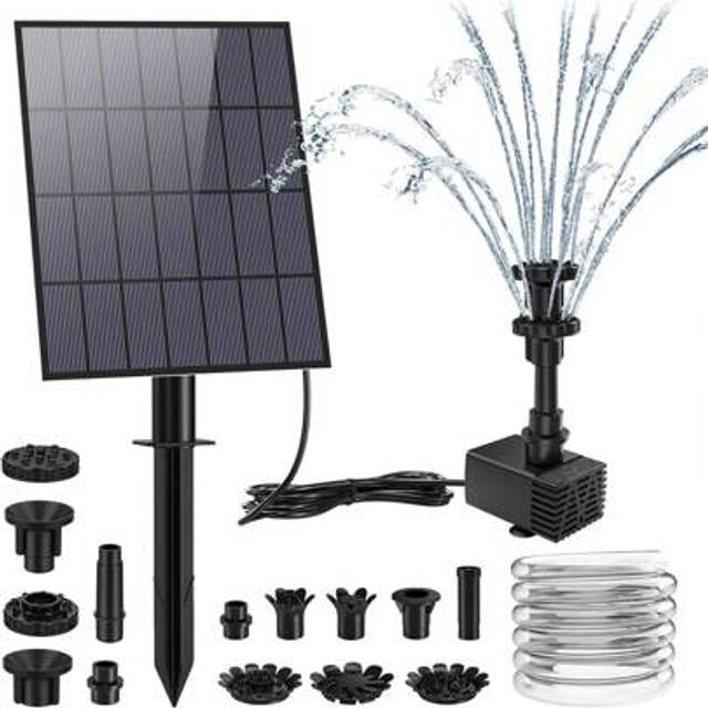 SHEIN AISITIN 3.5W Solar Fountain Pump, Upgrade DIY Solar Panel Fountain With 4.9FT Water Pipe Pump With 16 Nozzles Sprays Elegant Water Feature For Bird Ba