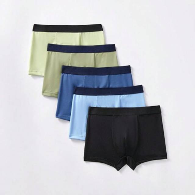 SHEIN 5pcs/Pack Kids Young Boys Simple & Comfortable Elastic Waist Boxer Briefs