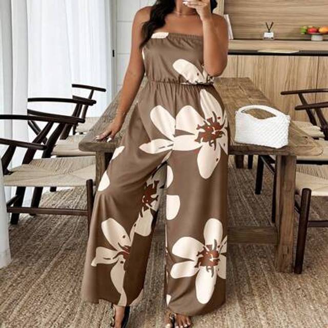 Breezaya Plus Size Strapless Jumpsuit, Fashionable For Summer