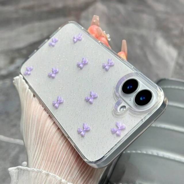 SHEIN Glitter Cute 3D Flower Bowknot Phone Case Compatible With Iphone 16 15 14 13 12 11 Pro Max MiNi X XR XS Max 7 8 Plus SE Japan Korean Girl Cover Heart
