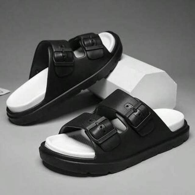 SHEIN Men&#39;s Summer Double-Buckle Outdoor Casual Thick-Soled Slide Sandals