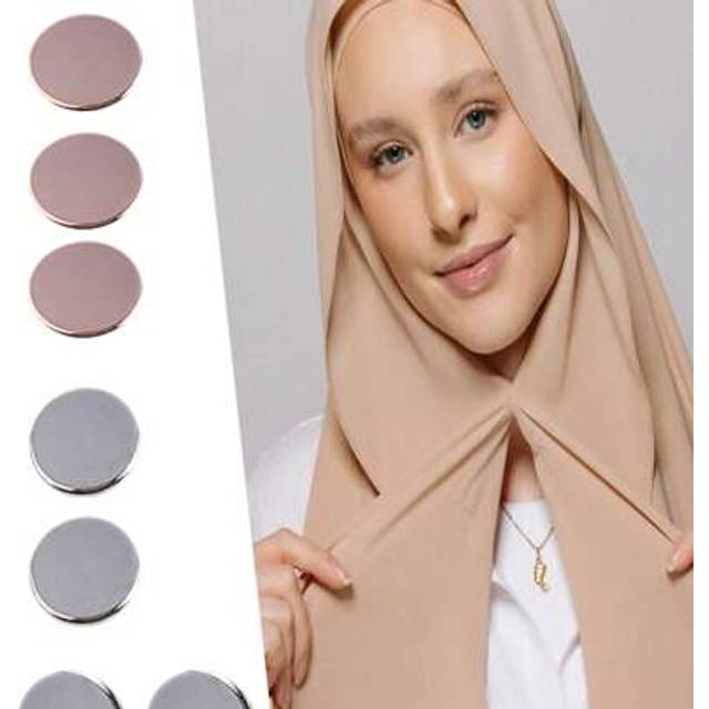 SHEIN 4pcs Magnetic Brooch Pins Scarf Clips, Hijab Magnetic Buttons, Thick Magnetic Clasp For Scarf, Convenient Thin Magnetic Clips