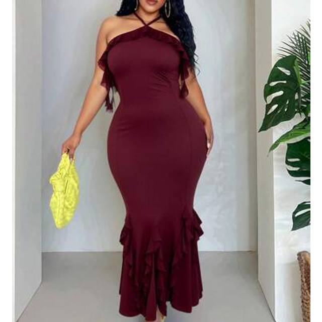Slaydiva 2025 Spring/Summer New Arrival Music Festival, Easter, Western, Bohemian, Nashville Inspired Sleeveless High Stretch Maxi Dress With Ruffle Hem, Suita