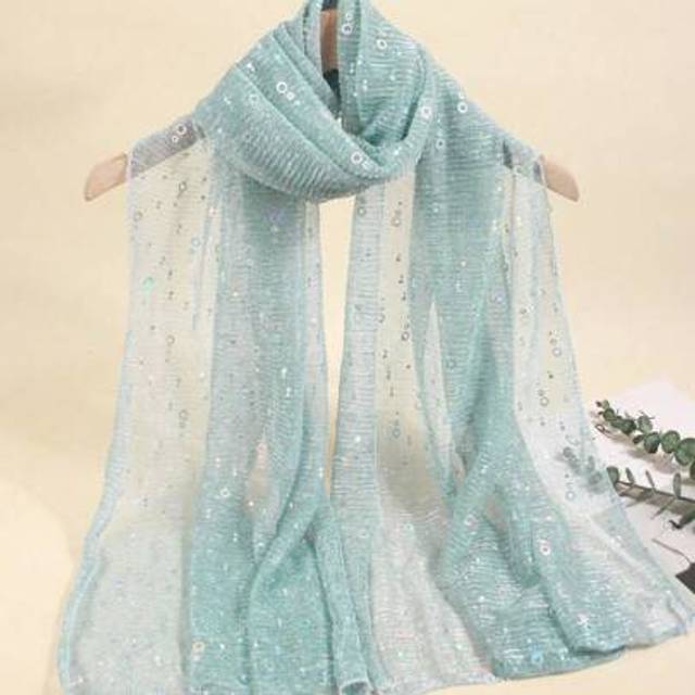 SHEIN 1pc Women&#39;s Lightweight Solid Color Sequined Bandana Head Wrap, Middle East Headscarf, Decorative Scarf/Shawl For Daily Use