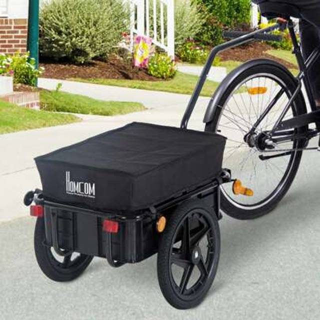 SHEIN HOMCOM Bicycle Trailer Cargo Jogger Luggage Storage Stroller With Towing Bar - Black
