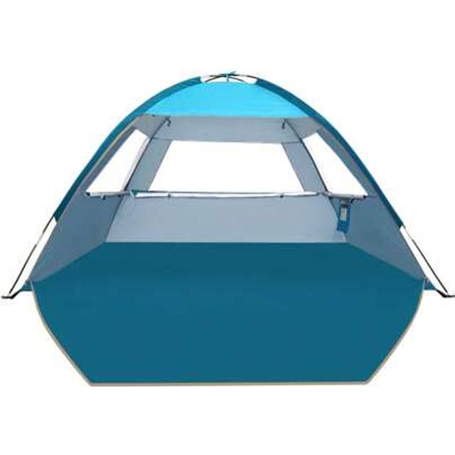 SHEIN Commouds Beach Shelter, Portable Beach Tent With 50+ UV Protection, Family Sun Shelter With 3 Mesh Windows, Quick Assembly, Easy To Carry, For Outdoor