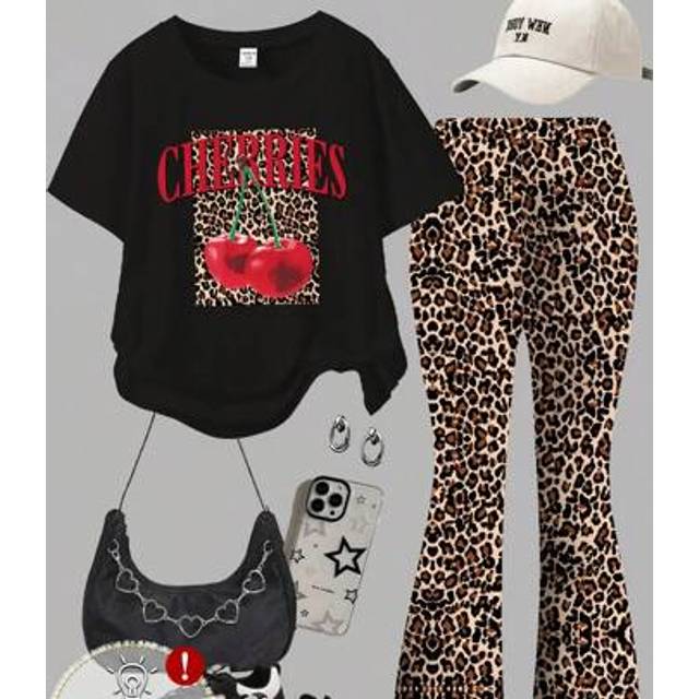 SHEIN 2pcs Teenager Girls Casual Comfortable Versatile T-Shirt And Pants Set