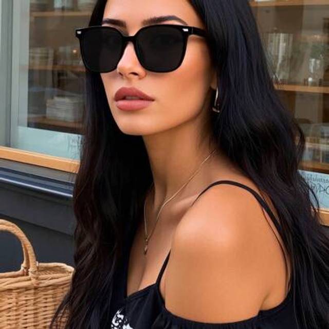 SHEIN Polarized Sunglasses, Unisex Retro Square Black Fashion Eyewear, Classic Style For Outdoor Sport, Cycling, Travel, Beach, Driving, Fishing, Summer UV
