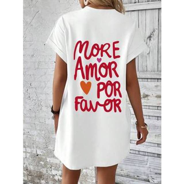 INAWLY Women Short Sleeve Round Neck Fashionable Casual Dress, Suitable For Summer