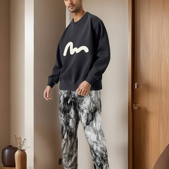 TEMU Unisex Lightweight Harem Pants - Black & White Graffiti Print, Blend, Casual Beach Style, Wear, Spring/summer Collection, Loose Fit, Machine Washable