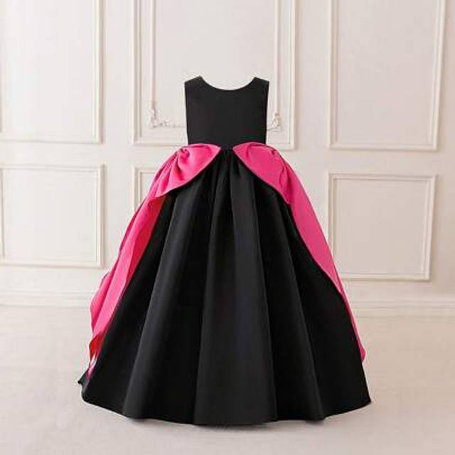 SHEIN Tween Girls Oversized Bow Wedding Formal Dance Party Dress, Elegant Backless Trailing Beauty Pageant Bridesmaid Birthday Party Fashion Tween Girl Cost