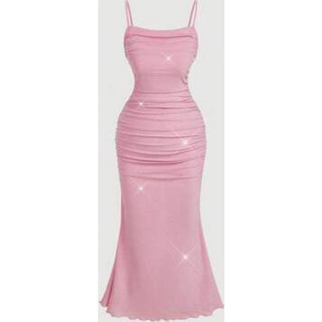 SHEIN Plus Size Summer Pink Romantic Cute Dress, Brunch Outfit, Wedding Guest Homecoming Dress, Date Night Prom Dress,Birthday Dresses For Women