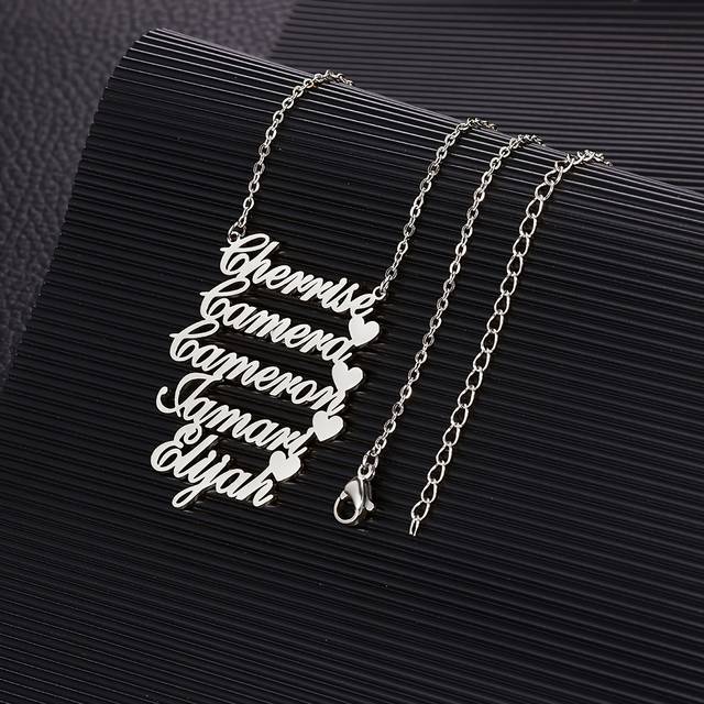 TEMU Personalized Stainless Necklace With Custom Names, 18k Golden Plated, Elegant & Simple Family Chain, Ideal Gift For , Mom, - All Compatible