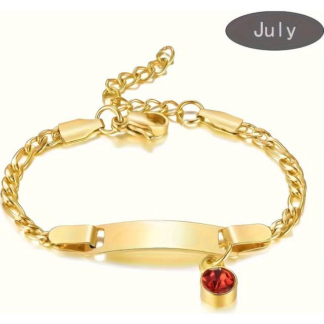 TEMU A Bracelet Engraved With A Personalized Name And Date, With December's Birthstone, Stainless Steel Adjustable Chain Jewelry, Everyday Wear And Gift-, Thanksgiving – All