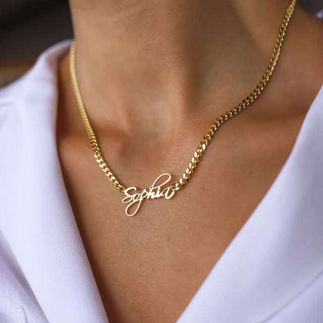 TEMU Custom Elegant Stainless Steel Name Necklace - Personalized Vintage Chain, Perfect Gift For Women & Birthdays