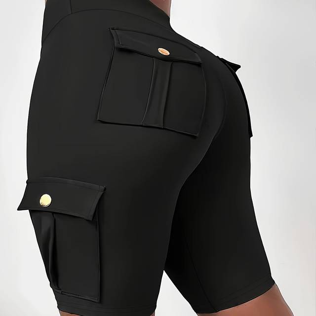 TEMU Women' Color Athletic Yoga Cargo Shorts For Exercise & Fitness, High- Sports Cargo Shorts