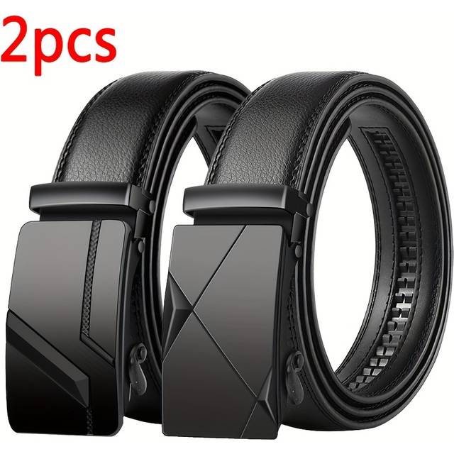 TEMU 2pcs Men's Black Belts, Middle-aged And Young Automatic Casual Belts, Father's Day And Valentine's Day Gifts