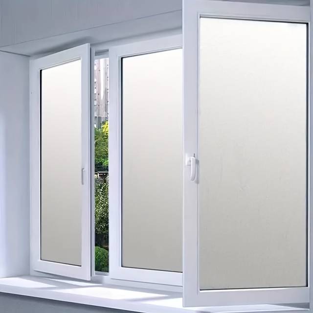 TEMU 1 Roll, Privacy Window Sticker - Office, Bathroom And Home Frosted Glass Film - Translucent And Opaque - Static Adhesive - Blocks And Glare