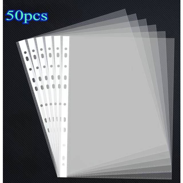 TEMU 50/100pcs Clear A4 Plastic File Folders - 11-hole 3-ring Binder Compatible, Durable Pp Document Sleeves For Office, School, Home Organization (100pcs), Folders For Office
