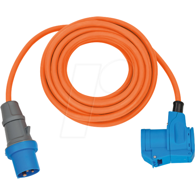 Brennenstuhl Camping CEE-förlängningskabel med CEE-kontakt och vinkelkoppling inkl. skyddskontakt kombiuttag (10 m kabel i orange, 230 V/16 A, användning utomhus, tillverkad i Tyskland)