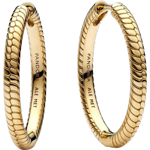 Pandora Moments Charm Hoop Earrings - 14k gold plating - No color - one size