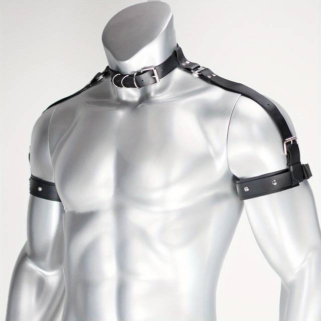 TEMU Men's Fashion Harness Gothic Armband Arm Strap Link Neck Collar Bracelet Valentine's Day Gift Shaper Men's Carnival Equipment Clothing Accessories