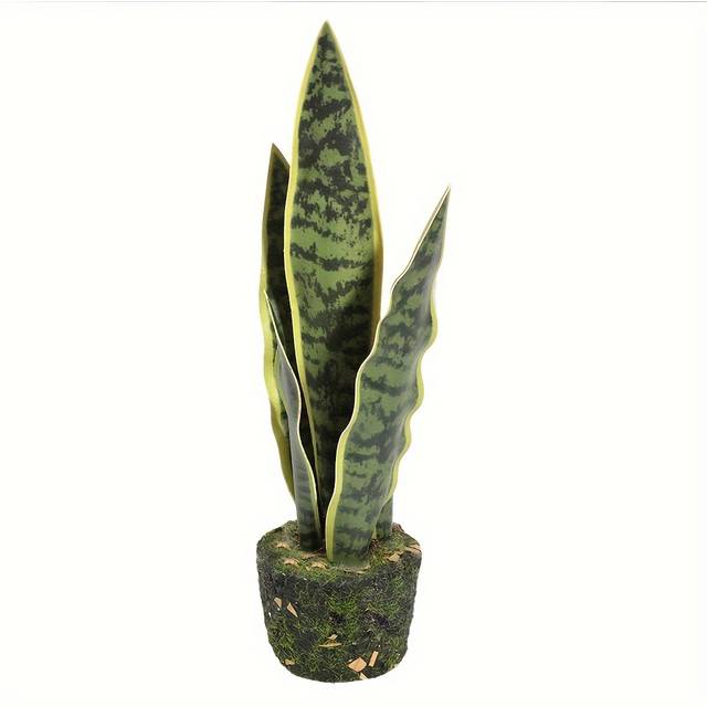 TEMU 1pc Artificial Plant, Fake Plant, Potted Plant Artificial Plant, Sansevieria For House Modern Living Room Office Housewarming Gift Indoor Decor, Room Decor, Home Decor, Green
