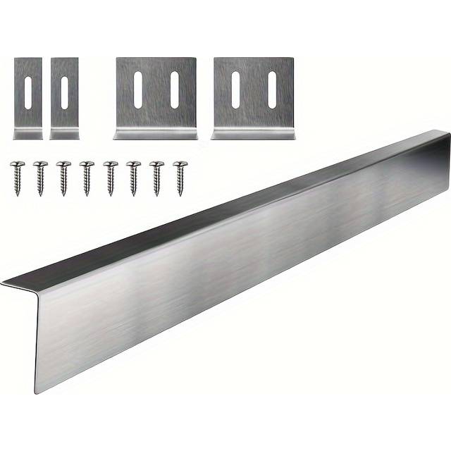TEMU Easy-install Stainless Steel Stove Filler Kit - Range Backsplash For Most Brands, Kitchen Wall Protection, Stove Top Protector