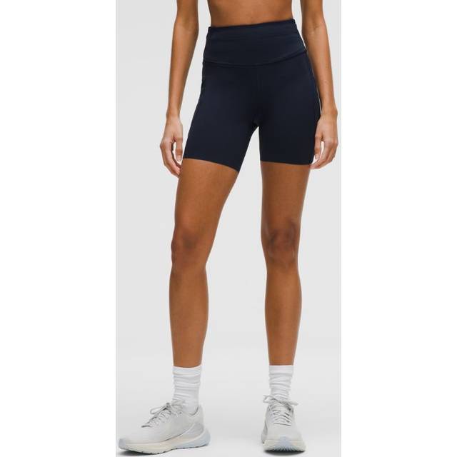 lululemon – Fast and Free Shorts mit hohem Bund 5 Taschen für Frauen – 15 cm – Größe 0 in True Navy