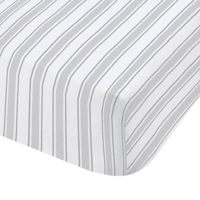 Bianca Check And Stripe Bed Linen Fitted Sheet Grey