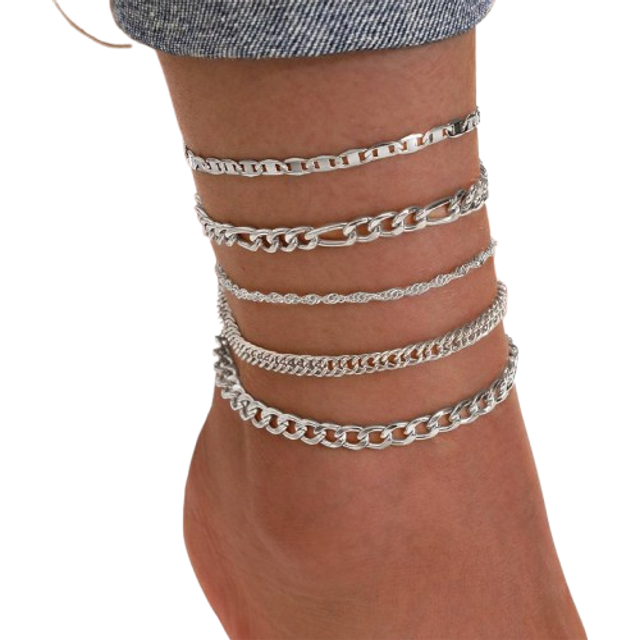 SHEIN 5pcs/set Minimalist Chain Anklet
