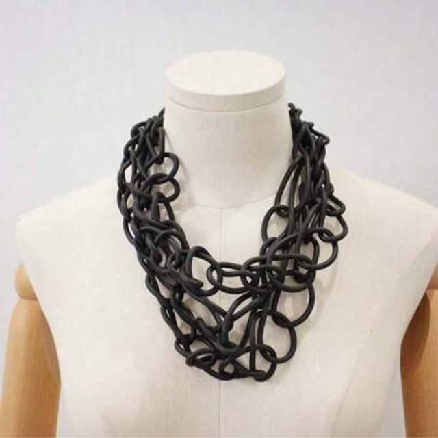 SHEIN Handmade Luxury Necklaces For Women Rubber Jewelry Black Statement Necklace