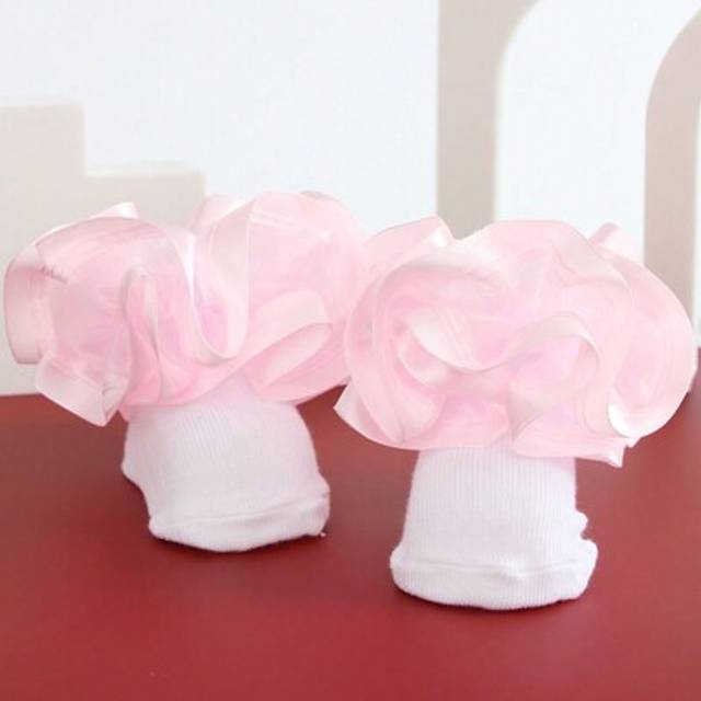 SHEIN 1 Pair 3D Floral Ruffle Princess Baby Girls Socks