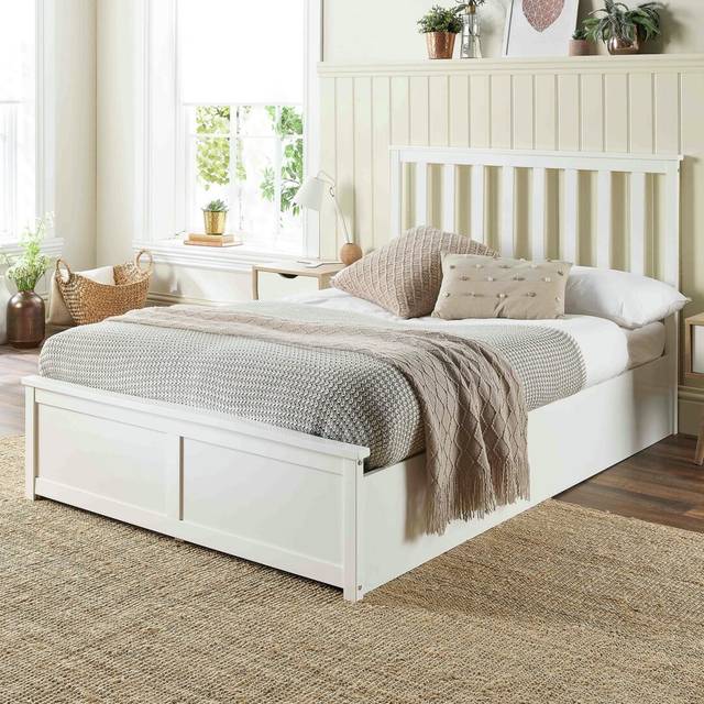 Aspire Furniture King Size White Wooden Ottoman Bed - Aspire Beds