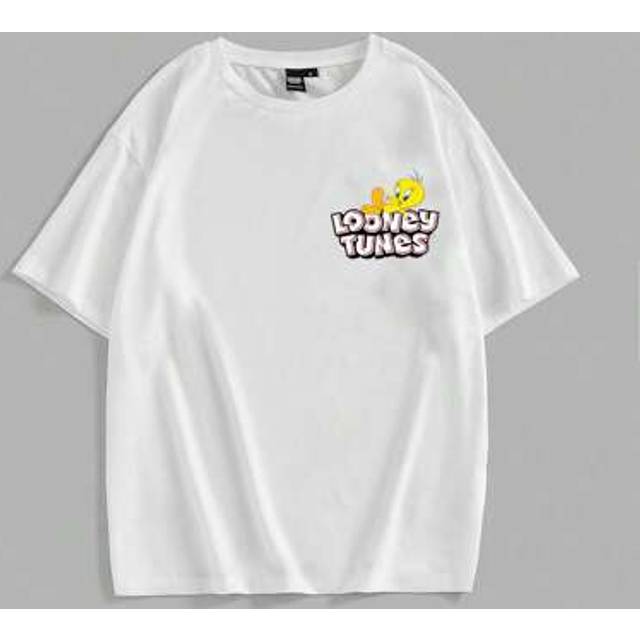 SHEIN Women&#39;s White Casual Street Cute Cartoon Letter Graphic Round Neck Short Sleeve Casual T-Shirt, Summer Graphic Tees Women Rave Outfits