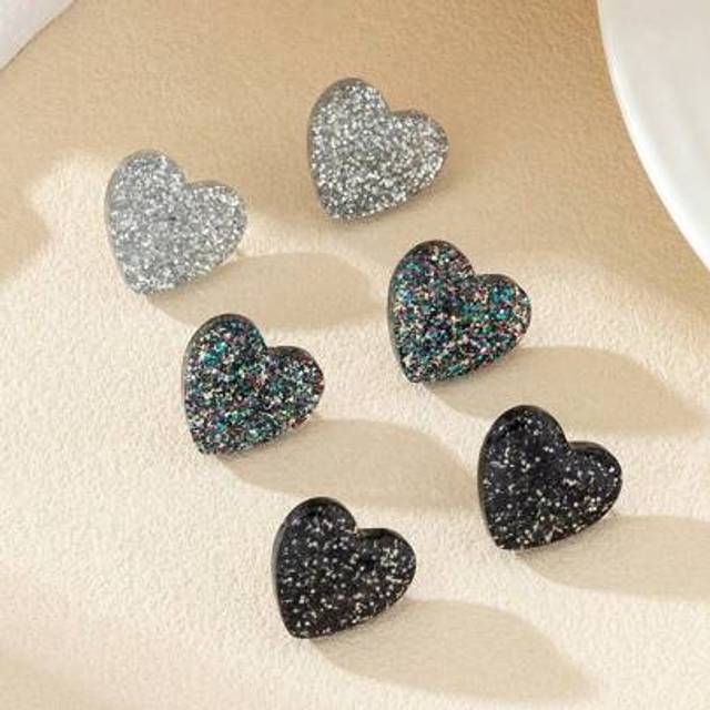 SHEIN 1 Pair Fashionable Colorful Acrylic Heart Shaped Stud Earrings