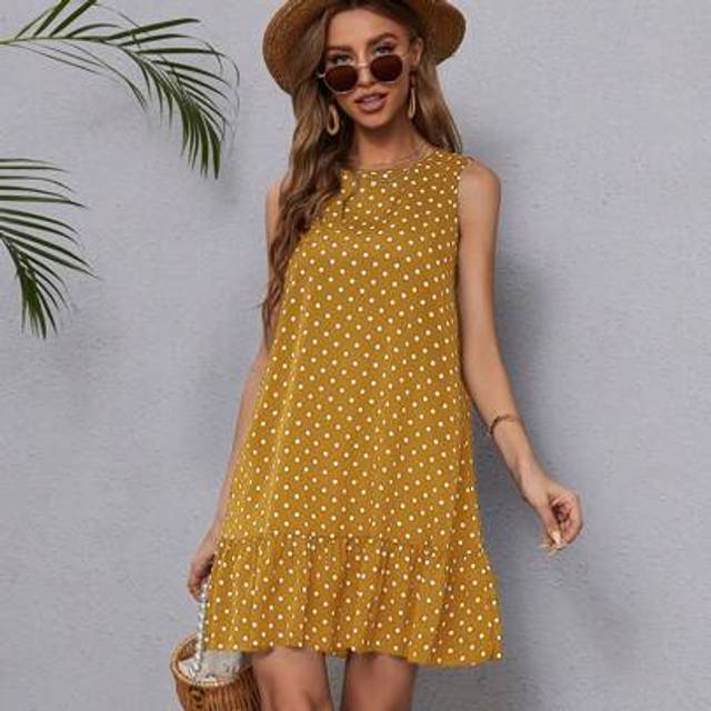 Luneh A-Line Colorblock Short Sleeve Mini Dress,Polka Dot Dress,Sun Dress