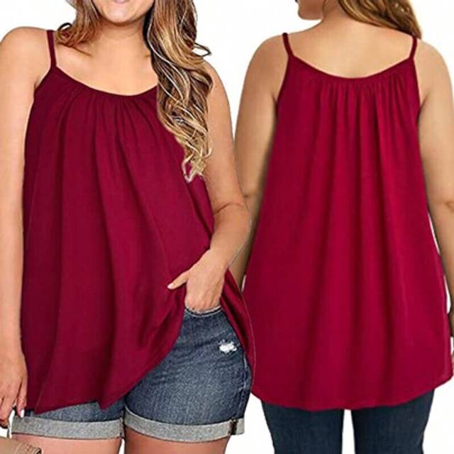 SHEIN 2 In 1 Built In Bra Women Cami Camisole Plus Size Casual Loose Fit Vest Push Up Tank Top Summer Flowy Swing Blouse Spaghetti Strap Shelf Bra Padded Un