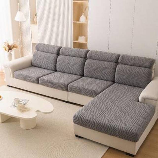 SHEIN 1pc Stretch Sofa Slipcover, Pets Friendly, Jacquard Dust-Proof Couch Covers, Furniture Protector Fuzzy Non Slip Sofa Cover, For Bedroom Office Living