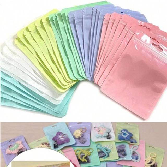 SHEIN 30pcs Macaron Color Self-Sealing Reusable Packaging Storage Bags, Thicker Clear Colored Sealing Pouches, Packaging Bags, Suitable For Necklace, Bracel