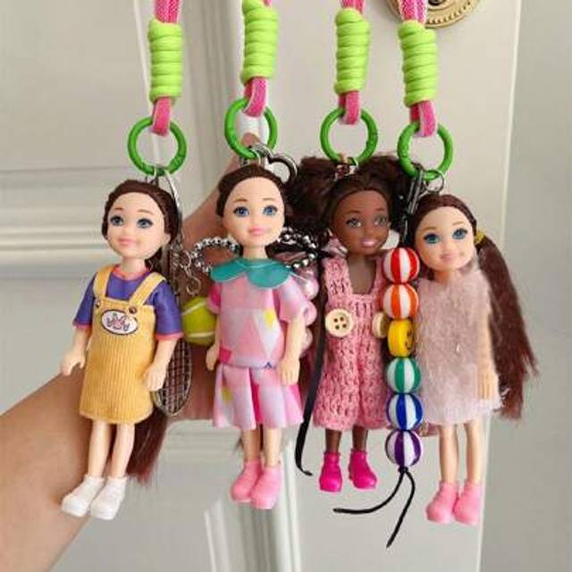 SHEIN Bag Charms Tennis Girl Pendant Princess Keychain Hanging Ornament DIY Change Clothes Car Key Women Gift