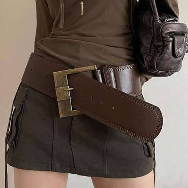 SHEIN 1pc Women Vintage Wide PU Leather Waist Belt