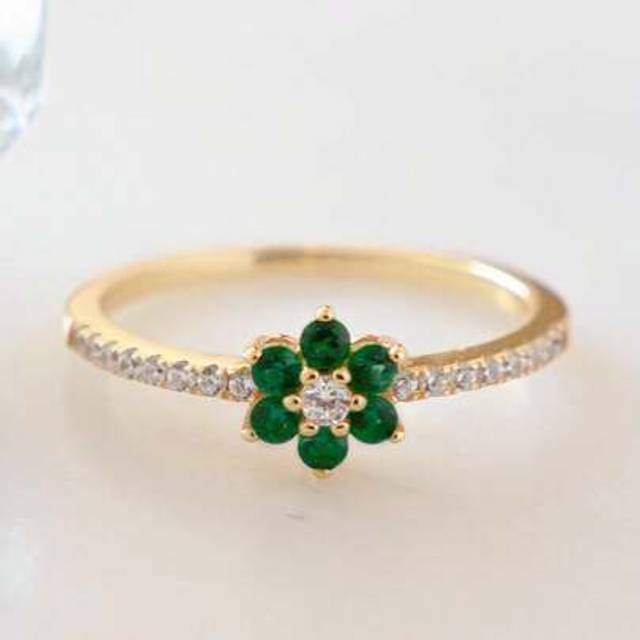 SHEIN 1pc Shiny Flower Shaped Cubic Zirconia Promise Engagement Ring For Women, Everyday Wear
